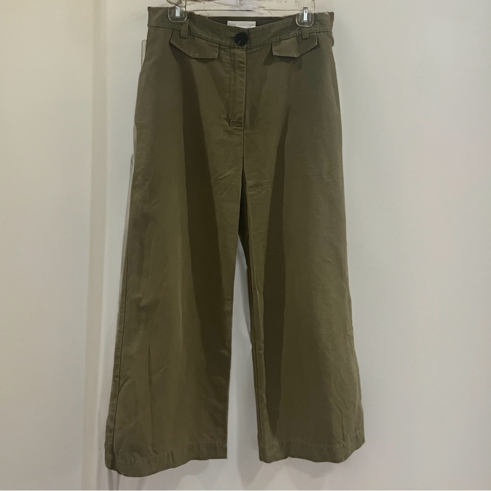 Mijeong Park green linen wide leg pants